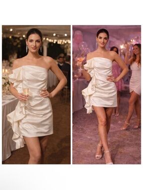 Alexandre Vauthier White Ivory Mini Dress Strapless 6 Bridal Bachelorette Party